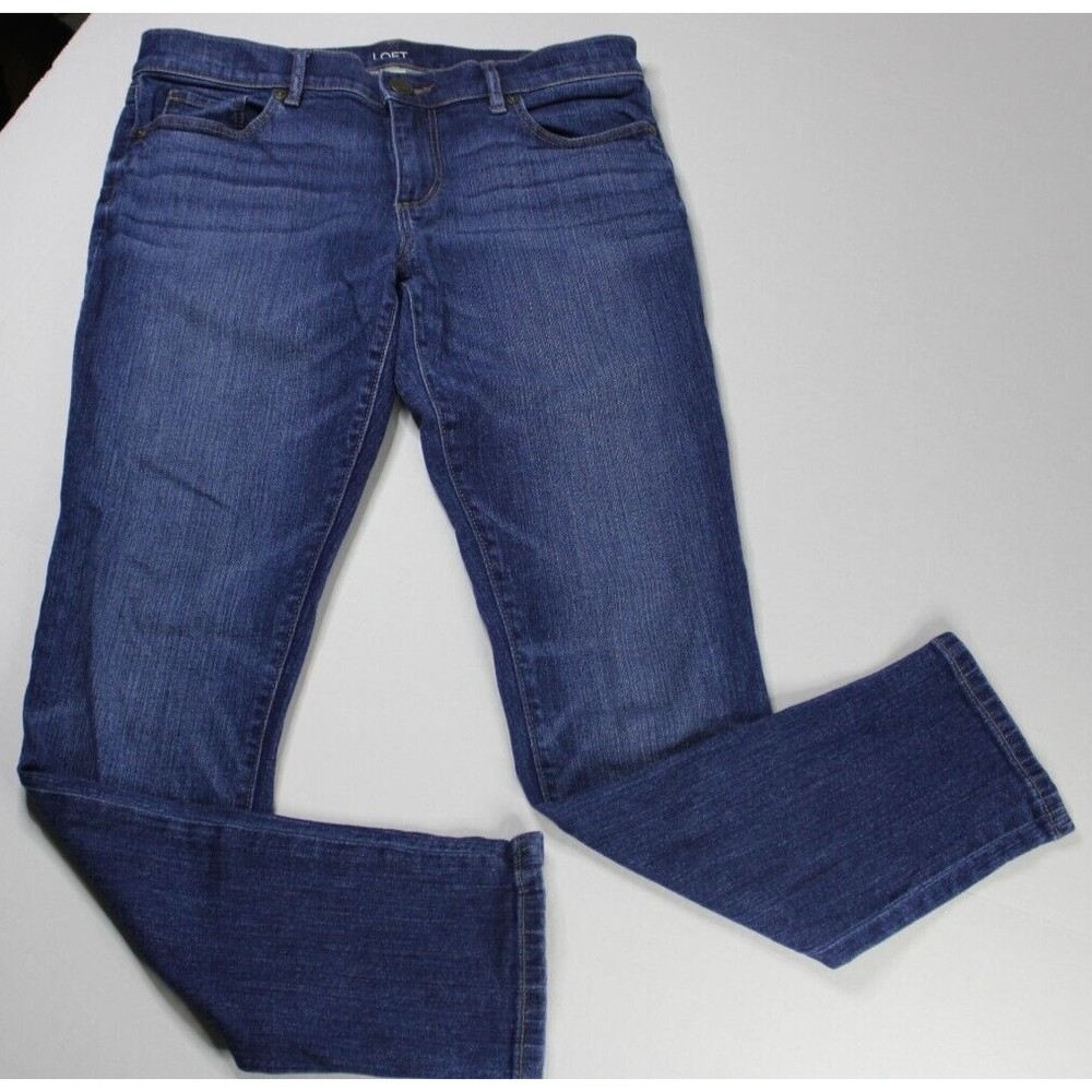 Loft Jeans Womens Mid Rise Medium Wash Blue Denim Super Soft Girlfriend Sz 2P